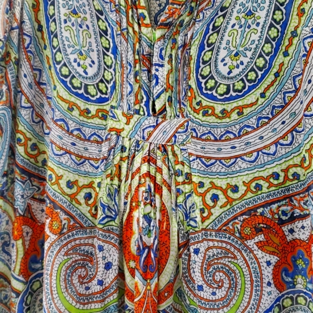 Zara Basic Semi-sheer Pasley Multicolor Print Sleeveless Silky Dress, Size S. - Picture 8 of 16